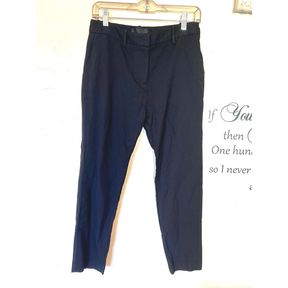 Nili Lotan Black Virgin Wool‎ Straight Leg Trouser Pant 4 Old Money Quiet Luxury